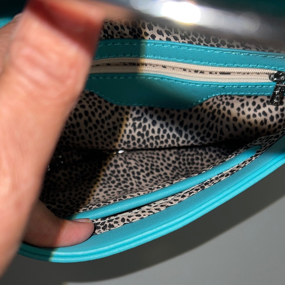 Aqua Clutch with Silver Accent - Picture 2 of 5